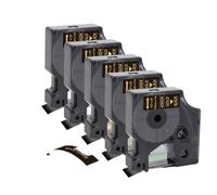 PHOVYAFI 5Pcs 12mm D1 Label Tape Compatible With LabelManager 160 280 Reference 45013 45010 45018 45023 45024 Label Cartridge(5PK Gold on Black)