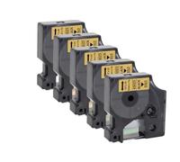 PHOVYAFI 5Pcs 12mm D1 Label Tape Compatible With LabelManager 160 280 Reference 45013 45010 45018 45023 45024 Label Cartridge(5PK Black on Gold)
