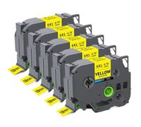 PHOVYAFI 5Pcs 18mm Label Tape Compatible With PT-D600 Black On White Yellow Labels Tze241 Tze641(Black on Yellow)