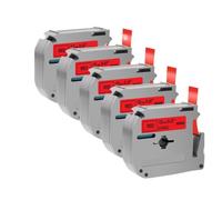 PHOVYAFI 5Pcs Adhesive Label Tape Compatible With MK-231 M-K231 MK-131 For PT-70 PT-80 Label Printers(5PK Black on Red)