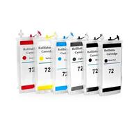 PHOVYAFI 6Pcs 130ml Refillable Ink Cartridge Compatible with 72 for Designjet T620 T790 T795 T1100 T610 Plotter Models