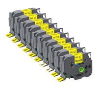 PHOVYAFI Compatible 10 Pack Laminated Label Tape 18mm For TZE641 TZE241 Ribbon Cartridge For Label Printers(Black on Yellow)