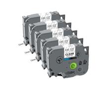 PHOVYAFI Compatible 5 Pack 12mm Label Tape For PTH110 Label Maker Black On White TZE231 TZ231 TZ-231(Black on Clear)