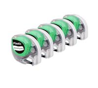 PHOVYAFI Compatible Label Tapes Refills For P12 Label Maker Multiple Plastic Paper Fabric Laminated Black On Multicolor For Indoor Use(Green Plastic)