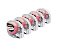 PHOVYAFI Compatible Label Tapes Refills For P12 Label Maker Multiple Plastic Paper Fabric Laminated Black On Multicolor For Indoor Use(Pink Plastic)