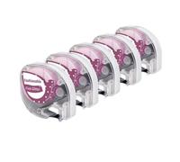 PHOVYAFI Compatible Label Tapes Refills For P12 Label Maker Multiple Plastic Paper Fabric Laminated Black On Multicolor For Indoor Use(Pink Glitter)