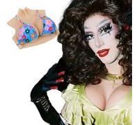 PHOXBOBG Silicone Breastplate Fake Breast Crossdresser Fake Boobs Cotton Filler Breast Plate for Dragqueen Cosplay Plus Size, Cream, G Cup Filled Soft Cotton