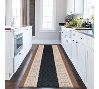 PHP Anti Slip Hallway Carpet Runner Rug, 60 x 220 cm Non-Slip Gel Back Door Runners Rug, Washable Long Enterway Anti Slip Rugs for Living Room and Hallway - Black Beige