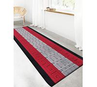 PHP Anti Slip Heavy Duty Waterproof Hall Runner Rug, 80 x 300 cm Non-Slip Large Rugs with Strong Gel Backing Long Runner Rug for Hallway, Kitchen and Bedroom -Black Red