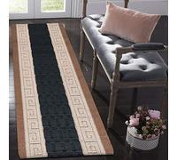 PHP Anti Slip Washable Large Door Mat, 60 x 110 cm Heavy Duty Waterproof Indoor Door Mat, Non Slip Carpet Rug for Home, Kitchen and Bedroom Decor - Black Beige