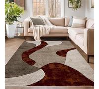 PHP Area Rugs - Super Soft Contemporary Abstract Design Dense Pile Velvet Curve Shaggy Rug for Bedroom Living Room Dining Area Carpet Mat (200 x 290 cm, Rust)