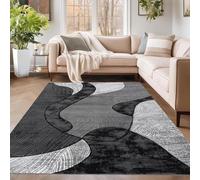 PHP Area Rugs - Super Soft Contemporary Abstract Design Dense Pile Velvet Curve Shaggy Rug for Bedroom Living Room Dining Area Carpet Mat (160 x 230 cm, Grey)