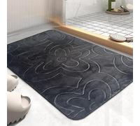PHP Bath Mats for Inside Bath Door Mats Indoor Memory Foam Rug - 2PCS (50 x 40 cm, 50 x 80 cm) - Quick Dry Bath Mat Non Slip Floor Mat Comfortable Bathroom Set - Dark Grey