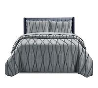 PHP Beautiful Quilted Bedspread Throw Embossed Frilled Pattern Quilt Coverlets Bedspreads Throw Bedding for All Season Comforter Set - Grey - Super King