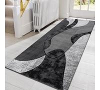 PHP Carpet Runner - Super Soft Contemporary Abstract Design Dense Pile Velvet Curve Shaggy Runners Rug for Hallways Hall Dining Room (80 x 150 cm, Grey)