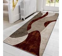 PHP Carpet Runner - Super Soft Contemporary Abstract Design Dense Pile Velvet Curve Shaggy Runners Rug for Hallways Hall Dining Room (80 x 150 cm, Rust)