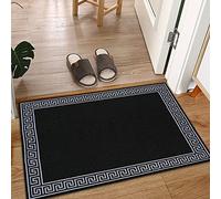 PHP Carpet Runners for Hallways Non-Slip Long & Wide Heavy-Duty Plain Super Absorbent Area Rugs, Stair Carpet and Kitchen Anti-slip Floor Mats - Greeky Rug (Black & Grey, 40 x 60 cm - Small Doormat)