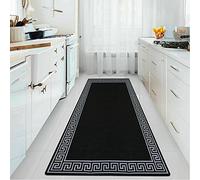 PHP Carpet Runners for Hallways Non-Slip Long & Wide Heavy-Duty Plain Super Absorbent Area Rugs, Stair Carpet and Kitchen Anti-slip Floor Mats - Greeky Rug (Black & Grey, 80 x 300 cm - Long Runner)