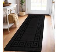 PHP Carpet Runners for Hallways Non Slip Long With Gel Back - Marble Rug Washable Low Pile Rug, Kitchen Runner - Ideal For Living Room, Bedroom, Lounge And Hall |80 x 150 cm - Black