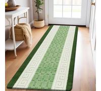 PHP Carpet Runners for Hallways Non Slip Long With Gel Back - Marble Rug Washable Low Pile Rug, Kitchen Runner - Ideal For Living Room, Bedroom, Lounge And Hall |80 x 150 cm - Green