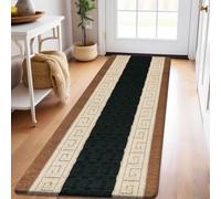 PHP Carpet Runners for Hallways Non Slip Long With Gel Back - Marble Rug Washable Low Pile Rug, Kitchen Runner - Ideal For Living Room, Bedroom, Lounge And Hall |80 x 150 cm - Black Beige