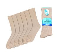 PHP Diabetic Socks for Men - Adour Free Non-Compression Soft Grip Non-Elastic Diabetic Loose Top Fitting Adults Sock UK 8-11 (Pack of 6 - Beige)