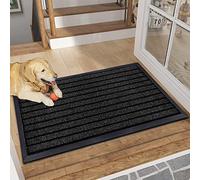 PHP Dirt Trapper Door Mat for Indoor & outdoor, Doormat, Washable Barrier Door Mat, Heavy Duty Non-Slip Entrance Rug, Shoes Scraper (Black, 45 x 75 cm - Pack of 2)