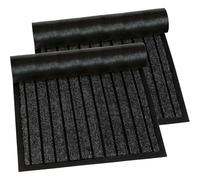 PHP Door Mat Pack of 2 - Waterproof Strong PVC Rubber Backing Anti Slip Heavy Duty Dirt Trapper Barrier Mats for Kitchen Bedroom Hall Hallway Entrance Door Matts (45 x 75 cm, Black)