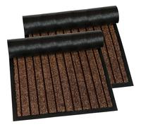 PHP Door Mat Pack of 2 - Waterproof Strong PVC Rubber Backing Anti Slip Heavy Duty Dirt Trapper Barrier Mats for Kitchen Bedroom Hall Hallway Entrance Door Matts (45 x 75 cm, Brown)