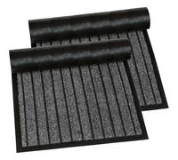 PHP Door Mat Pack of 2 - Waterproof Strong PVC Rubber Backing Anti Slip Heavy Duty Dirt Trapper Barrier Mats for Kitchen Bedroom Hall Hallway Entrance Door Matts (40 x 60 cm, Grey)