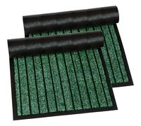 PHP Door Mat Pack of 2 - Waterproof Strong PVC Rubber Backing Anti Slip Heavy Duty Dirt Trapper Barrier Mats for Kitchen Bedroom Hall Hallway Entrance Door Matts (45 x 75 cm, Green)