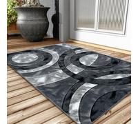PHP Door mats and rugs for Indoor Use, Super Soft Dense Pile Non Shed Circle Design Shaggy Small Rug Runner for Bedroom Living Room Kitchen - 50 x 80 cm, Grey