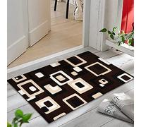 PHP Door Matt Indoor Brown Beige, 50 x 80 cm - Beautiful Abstract Pattern Flat Woven Non Slip Kitchen Mat - Waterproof Latex Backing Small Runner Rug for Entrance