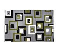 PHP Door Matt Indoor Green Silver, 50 x 80 cm - Beautiful Abstract Pattern Flat Woven Non Slip Kitchen Mat - Waterproof Latex Backing Small Runner Rug for Entrance