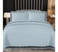 PHP Embroidery Bedspread Throw - Solid Thick Embossed Quilted Microfiber Bed Throw Quilt Coverlet Bedding Set with Pillow Sham for Bedroom Bed Sofa Couch(Embroidery Snow Flake, Super King)