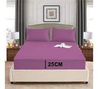 PHP Fitted Sheet Deep Pocket 25 cm (10 inch) - Easy Care Non-Iron Soft 100% Poly cotton Fabric Shrinkage and Fade Resistant Bottom Sheet (2, Pink, King)