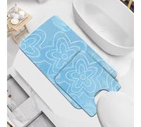 PHP Floral Foam Bath Mats - Extra Soft & Comfortable Quick Dry Memory Foam Bathroom Toilet Mat - Non Slip Floor Matts (Sky Blue, 50 x 80 cm)