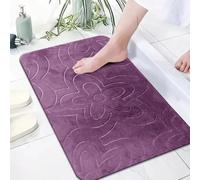 PHP Floral Foam Bath Mats - Extra Soft & Comfortable Quick Dry Memory Foam Bathroom Toilet Mat - Non Slip Floor Matts (Purple, 50 x 80 cm)