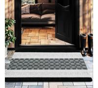 PHP Gel Back Door Mat Super Absorbent Heavy Duty | 40 x 60 cm Washable Doormats for Kitchen and Office Indoor Outdoor Anti Slip Floor Mats -Black Grey