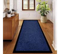 PHP Hallway Runner Rug Heavy Duty Non-Slip Rubber Back, Long Carpet Runner - Dirt Trapper, Water Absorbent Runner Mat, Washable Rugs, Carpet for Hallway Kitchen Living Room (80 x 300 cm, Navy Blue)