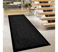 PHP Hallway Runner Rug Heavy Duty Non-Slip Rubber Back, Long Carpet Runner - Dirt Trapper, Water Absorbent Runner Mat, Washable Rugs, Carpet for Hallway Kitchen Living Room (120x150cm, Black)