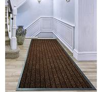 PHP Hallways Runner Rug 60 x 180 cm, Brown - Heavy Duty Washable Non Slip Rubber Backing Carpet Mat for Outdoor and Indoor Kitchen Bedroom Floor Mat