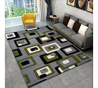 PHP Kitchen Rugs Non Slip Green Silver, 80 x 150 cm - Low Pile Non Shed Flat Weave Rectangular Bedroom Bedside Area Rug Carpet Mat for Living Room Study Table