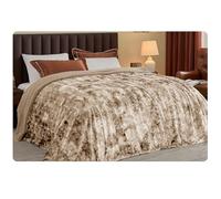 PHP Large Fleece Throw Blanket Warm & Cosy Super Thick Blanket 550 Gsm Tie Dye Throws for Sofas Extra Soft Fluffy Blankets for Beds (130 cm x 150 cm, Beige)