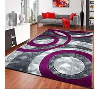 PHP Large Rugs for Living Room - Super Soft Fluffy Shaggy Area Rug with Beautiful Circle Design Non Slip Bedroom Carpet Mat - Purple, 160 x 230 cm