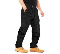 PHP Mens Work Trousers Multi Pockets Cargo Combat Work Pants Heavy Duty Work Trousers for Man Black