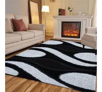 PHP Modern Area Rugs for Living Room Bedroom Floor Mat - Large Soft Quality No Shed Hallway Rug Heavy Weight Washable Carpet Rug - Black & White, 160 x 230 cm