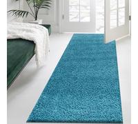 PHP Modern Shaggy Rug Thick 5cm Heavy Pile Antiskid Plain Solid Extra Long Carpet Runner Rug For Bedroom Living Room Kitchen Hallway Hall Fluffy Rug (Teal, 80 x 150 cm)