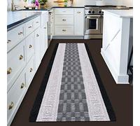 PHP Non-Slip Area Rug, 80 x 150 cm Washable, Heavy Duty Floor Protector Anti Slip Hallway Large Rug for Indoor Outdoor Hall Bedroom and Kitchen - Black Grey