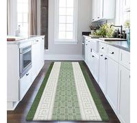 PHP Non-Slip Area Rug, 80 x 150 cm Washable, Heavy Duty Floor Protector Anti Slip Hallway Large Rug for Indoor Outdoor Hall Bedroom and Kitchen - Green